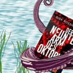 Das Buch "Der neunte Arm des Oktopus" wird Unterwasser durch eine Tentakel festgehalten